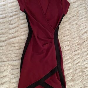 Almost Famous Burgundy and Black Asymmetrical Dress